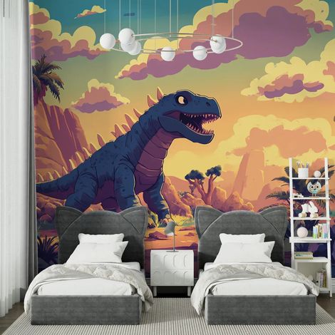 Papier Peint Animaux - Dinosaure au Crépuscule - 150 x 250 cm (1/2)