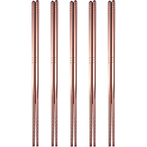 Baguettes En Acier Inoxydable - 22,6 Cm - Pour Restauration Et Cuisine Asiatique - Lot De 5 Paires (1/5)