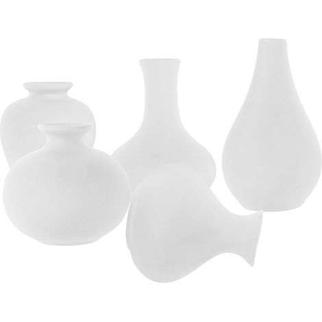 Lot de 5 Mini Vases en Céramique Blanche, Vases Décoratifs Compacts pour Arrangements Floraux, Design Moderne, pour Décoration Intérieure, Salon, Bureau ou Table (1/5)