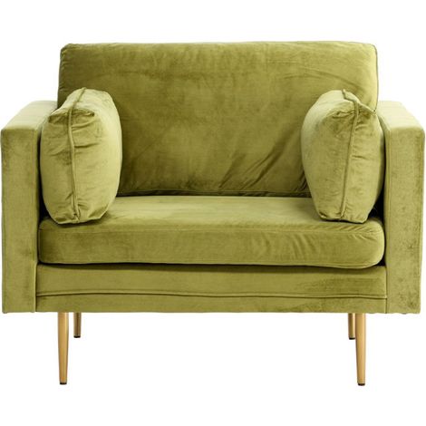 Fauteuil Design en Velours "Boom" 110cm Vert & Or (1/5)