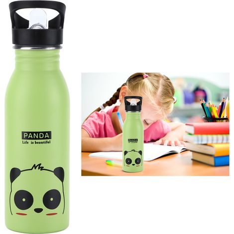 Bouteille d'eau sportive en acier inoxydable 500ml - Vacuum insulated, poignée intégrée, étanche, pour sports en plein air, vert Panda (1/5)