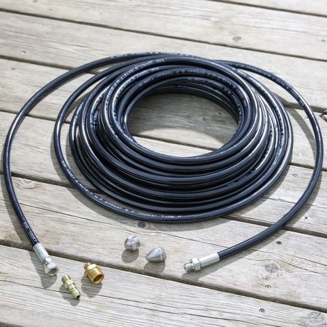Steiner – Kit déboucheur de canalisation 20m – Accessoire pour nettoyeur haute pression – Pression max 275 bar – Tuyau flexible avec protection anti-torsion (1/3)