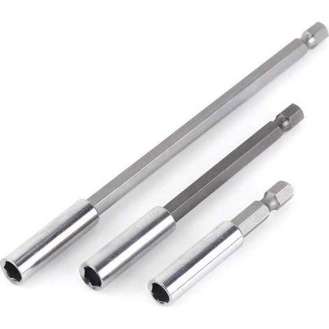 Ersandy – Lot de 3 porte-embouts de visseuse 1/4' – Longueurs 60mm, 100mm, 150mm – Acier au carbone – Hexagonal pour vissage précis (1/5)