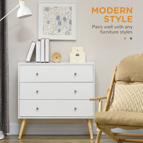 Commode blanche moderne pour chambre à coucher avec 3 tiroirs (1/5)