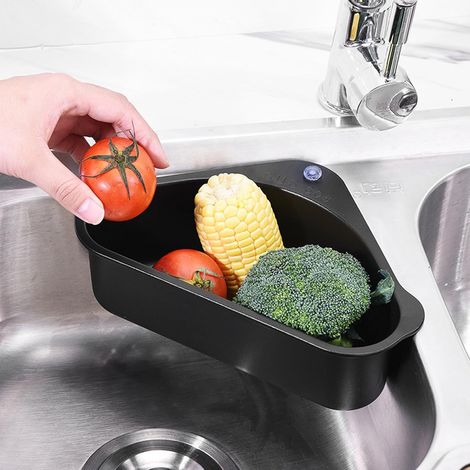 CCYKXA Sink Strainer Storage Rack, Triangular Drainage Shelf, Sink Drain Baskets, Sink Basket, Drain Shelf, Triangle Sink Holder, Peeler (1/5)