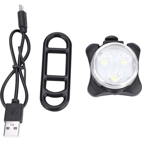 Feu avant vélo étanche USB en plastique, lampe de guidon de vélo extérieur avec support (1/5)