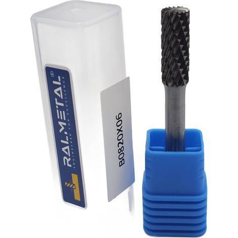 Lima cilíndrica rotativa de carburo sólido D8 x 20 x 6D x 65 mm - 60 HRC (1/4)