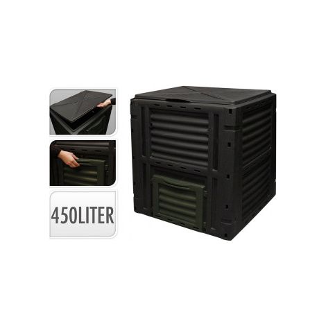 Poubelle progarden compostador 450l porte inférieure couvercle amovible