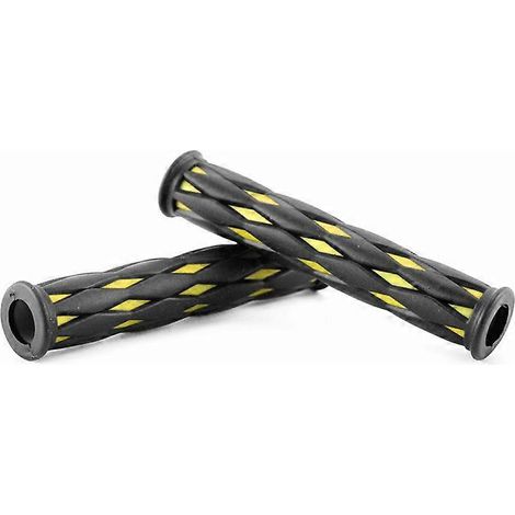 Gants de guidon pour trottinette électrique et moto, poignées de frein et de klaxon, manchons en caoutchouc antidérapants, confortables et résistants, polyvalents (à carreaux jaunes et noirs) (1/5)
