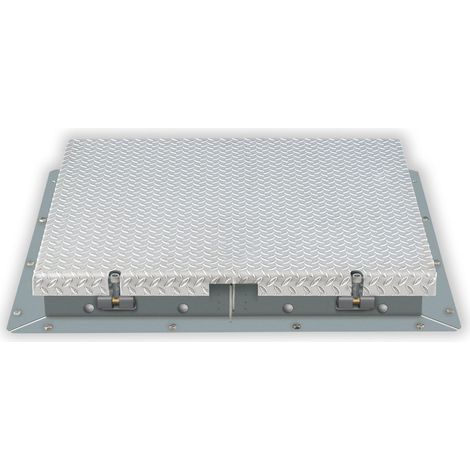 Hailo Schachtabdeckung HS9 Aluminium begehbar, tagwasserdicht mit Schwenkverschluss 600x600mm (1/4)