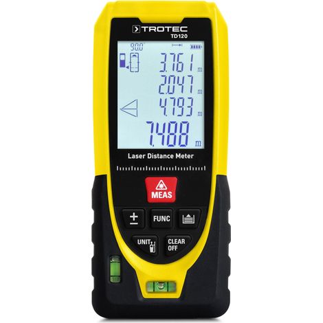 TROTEC Laser-Entfernungsmesser TD120  Distanzmessungen Reichweite 120 m, Pythagoras-Funktionen, 99 Datensätze (Rechteckflächen/-Volumenberechnung, IP54) (1/5)