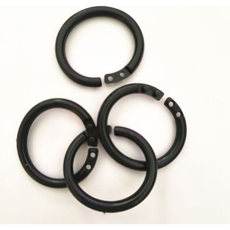 Lot de 24 anneaux de rideau de douche, en plastique, en forme de C, adaptés à la plupart des rideaux de douche, noirs (1/5)