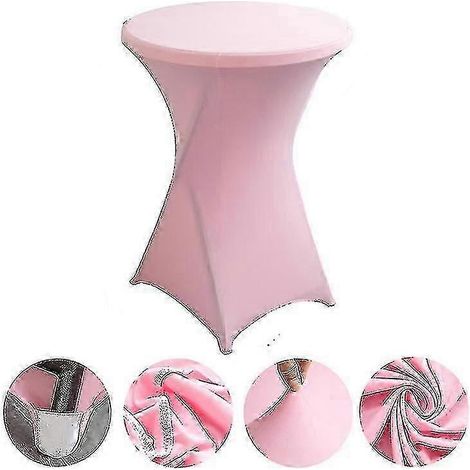 Nappe ronde cocktail en spandex extensible dans les quatre sens, noire, 80 x 110 cm, rose (1/5)