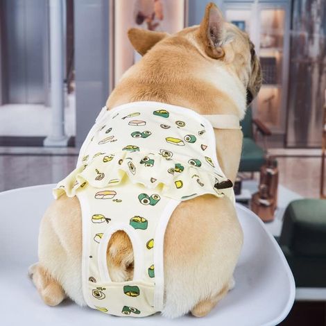 Couches-culottes en coton pour chien - Réutilisables - avec bretelles réglables (1/4)