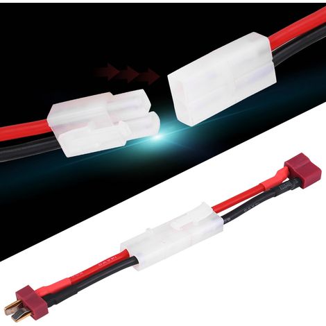 2 Pièces Câble Adaptateur T Plug Femelle/Mâle vers Tamiya Mâle/Femelle 14 AWG pour Accessoires RC (1/5)
