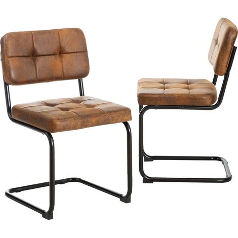 Made In Meubles – Lot de 2 chaises cantilever en microfibre marron – Structure métal noir – Dimensions 82x48x54 cm – Confort moderne pour espaces contemporains (1/5)