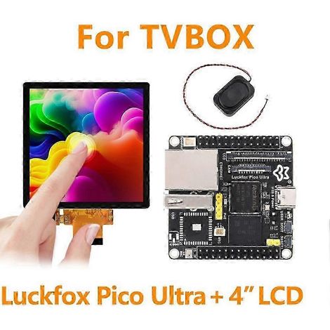 Le kit Luckfox Pico Ultra TV Box comprend une carte de développement Luckfox Pico Ultra avec un écran tactile capacitif LCD de 4 pouces (480 x 480 pixels) et des haut-parleurs. (1/5)