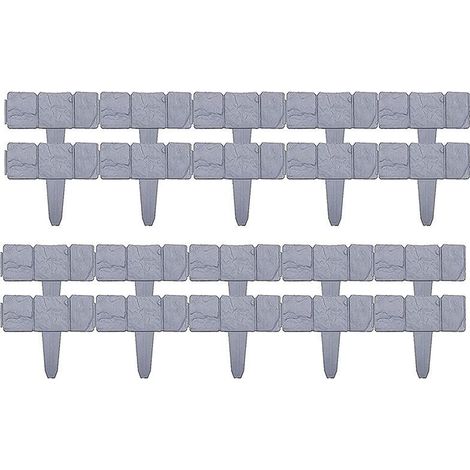Set di 20 bordure per recinzione da giardino - effetto pietra - per aiuole, prato e giardini - decorative