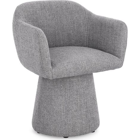 Poltrona girevole "Lottie" base in compensato e schienale in acciaio per interno -Grigio Scuro (1/4)