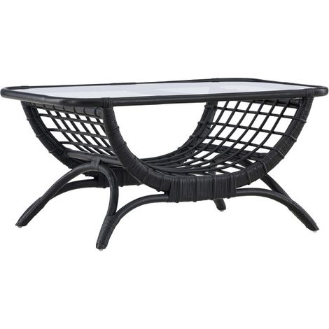 Table Basse de Jardin en Rotin "Moana" 95cm Noir (1/5)