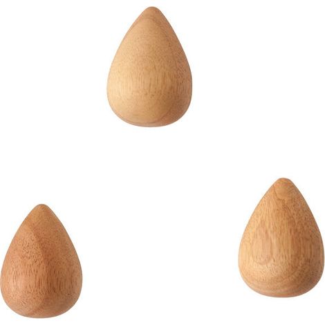3 crochets en bois, crochets muraux pour vêtements, crochets en bois naturel, Na (1/5)