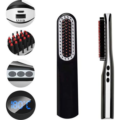 Fast Beard Straightener for Men, Cordless Styler, Multifunctional Cordless Hair Straightener, USB Rechargeable,