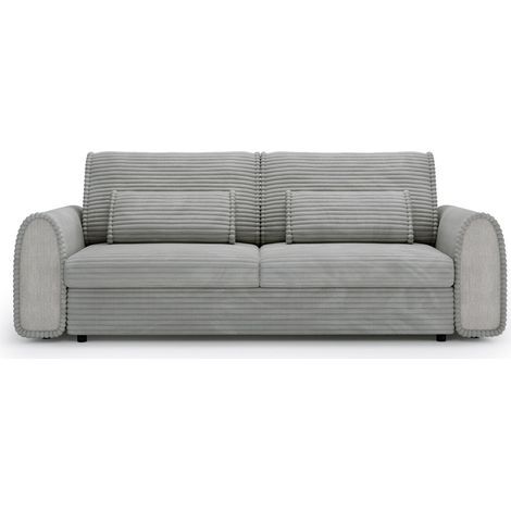 BELLO - Canapé droit convertible bi matière 2 places Gris clair (1/5)