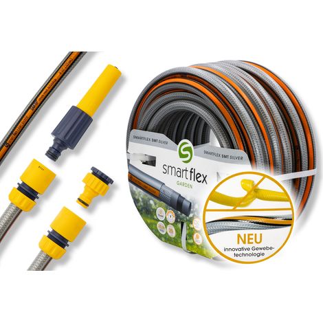 Gartenschlauch Grau 1/2 Zoll 20 m 5-lagig verstärkt mit Anschlussset "Smartflex" (1/4)