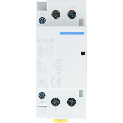 Contactor de CA, 2P 1NO 1NC 40A Bajo consumo doméstico Carril DIN 50/60HZ para aplicaciones domésticas, la mayoría de las aplicaciones de control eléctrico de edificios (220V/230V)