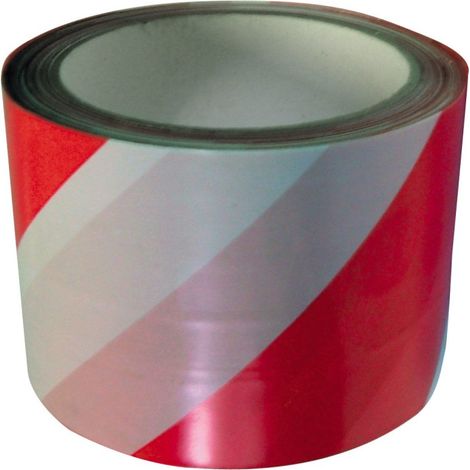 Ruban de signalisation rouge et blanc 75 mm 100 m