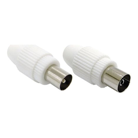 KIT Conectores TV 1 Macho recto + 1 Hembra recta blancos