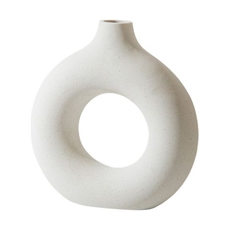 Vase en Céramique Moderne Forme Ronde - Bouquet de Fleurs Séchées - Décoration Intérieure Contemporaine Artisanal