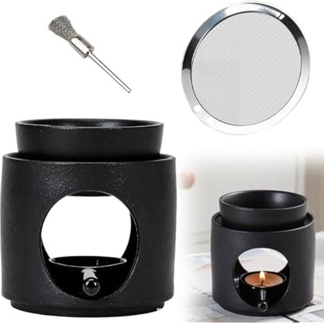Brûleur en Céramique avec Brosses Métalliques, Brûleur d'Huiles Essentielles, Lampe d'Sromathérapie, Brûleurs d'Encens à Bougie Chauffe-Plat, Brûleurs pour Huiles Essentielles (1/5)