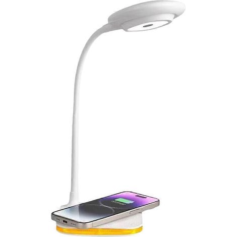 LED-Schreibtischlampe mit kabelloser Ladefunktion, entwickelt zur Reduzierung der Augenbelastung, flexibler und verstellbarer Schwanenhals, 3 Farbmodi (1/5)
