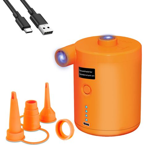 Pompe à air électrique pour inflatables, pompe électrique rechargeable avec gonflage/dégonflage rapide, pompe à lit gonflable à batterie de 4 000 mAh, avec 3 buses pour piscine de paddling, airbed (1/5)