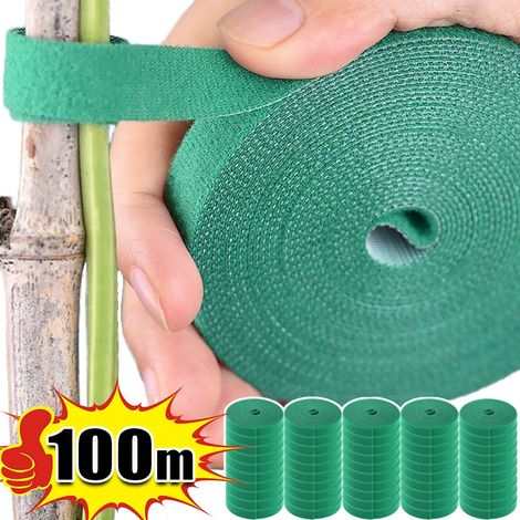 Attache-câble auto-adhésive en nylon pour plantes, verte, réglable, support velcro pour plantes, ficelle de jardin, bandage, bandes adhésives de fixation réutilisables (1/5)
