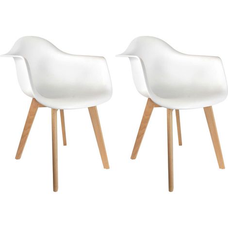 TRAVIS - Lot de 2 Fauteuils Assises Blanches (1/7)