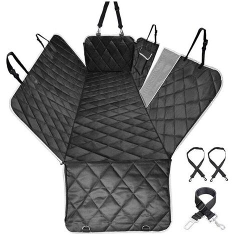 QORVA-Housse de siège auto pour chien, housse de siège arrière avec fenêtre de visualisation, housse de siège imperméable pour voiture et SUV, motif à carreaux football (147 x 137 cm), noir 1 (1/4)