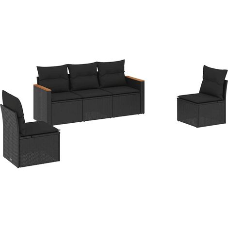 Maison Exclusive - Set de muebles de jardín 5 pzas y cojines ratá (1/3)