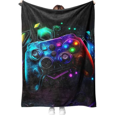 Couverture de manette de jeu 3D en flanelle, moelleuse, douce et chaude, décoration de chambre pour adolescents et adultes, A, 150 x 200 cm (1/5)