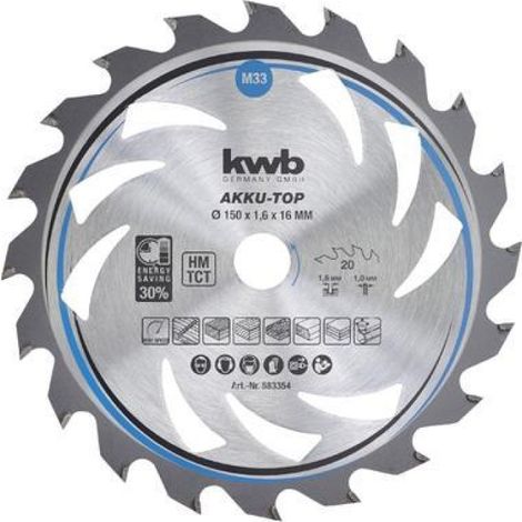 Kreissägeblatt kwb TE CS 18 10 Li 150 mm 20 Zähne