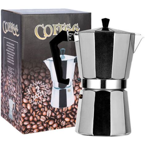 Cafetière Italienne Moka 2 Tasses 100ml en Alliage d'Aluminium Style Octogonal pour Cuisinière (1/5)