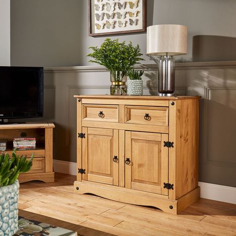 Corona Storage Cupboard Solid Pine 2 Drawer 2 Door Wooden Mexican Cabinet (1/4)