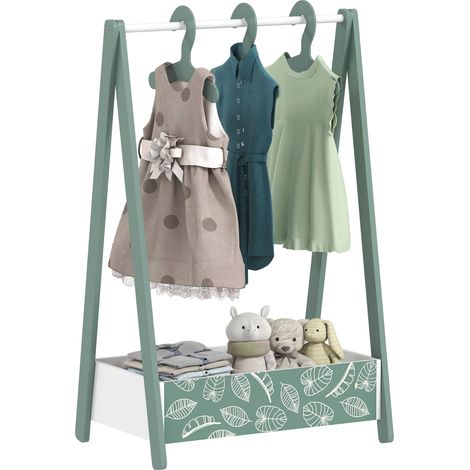 AIYAPLAY Baby Clothing Rack with Hangers, Shelf, Kids Clothes Rail, Green (1/5)