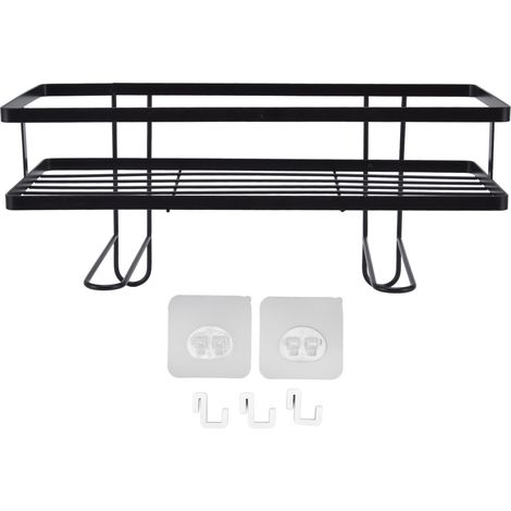 Étagère de rangement pour salle de bain au-dessus des toilettes, gain de place, organisateur sans poinçon, noir