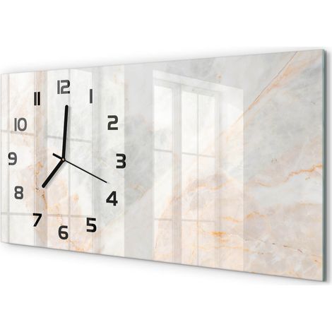 Horloge Murale Panoramique Artistique 60x30 cm Verre Trempé Design Original Marbre (1/5)