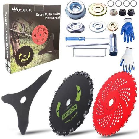 Lame en carbure de 9 po x 36 dents, lame de scie circulaire en acier au carbone de 9 po x 20 dents et lame en acier au carbone de 10 po x 3 dents (avec kit d'adaptateur) (1/5)