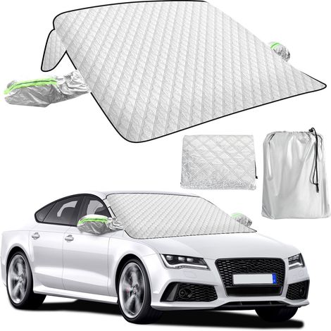 Jiubiaz Magnetische Scheibenabdeckung Auto mit 9 Magneten, Türflügeln und Spiegelhauben, 145 x 113 cm, faltbar, Silber (1/5)