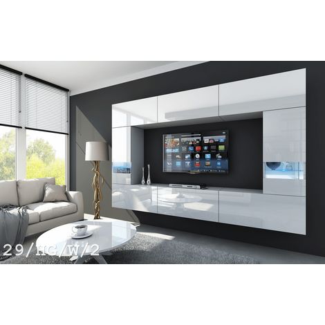 Ensemble meuble TV CONCEPT 29-HG-W-2 blanc brillant 249 cm (1/2)