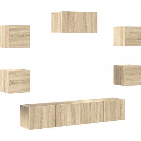 Maison Exclusive - 7-tlg. TV-Schrank-Set Sonoma-Eiche Holzwerksto (1/5)